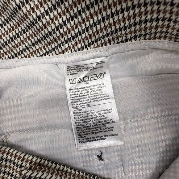 Banana Republic Avery Houndstooth Plaid Ankle Pants Preppy Chic Neutral 12 Short - Picture 15 of 15